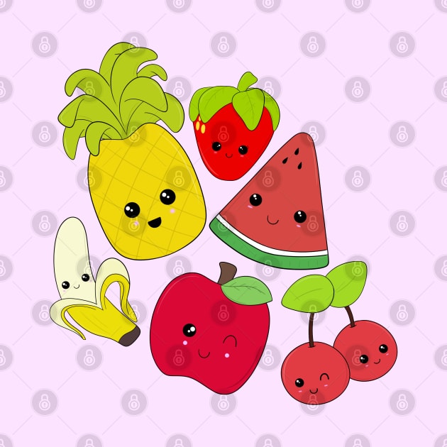 Kawaii Fruit Characters by ShutterStudios