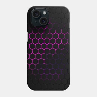 Black hot pink honeycomb geometry pattern Phone Case