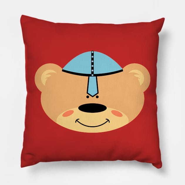 Teddy bear with Viking Helmet Pillow by schlag.art