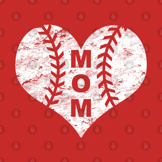 Baseball Mom Heart LOVE BASEBALL Vintage Distressed by TeeCreations