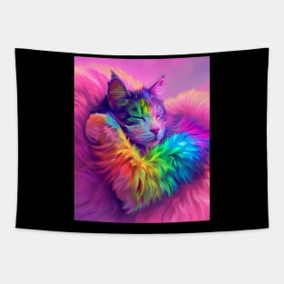 Cat Rainbow Room Decor Tapestry