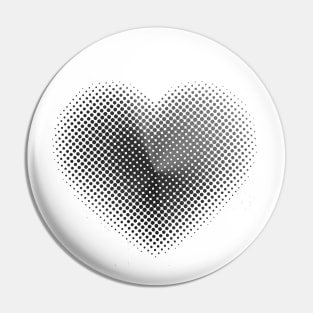 Angle Gradient on Halftone Heart (White) NOIR Pin