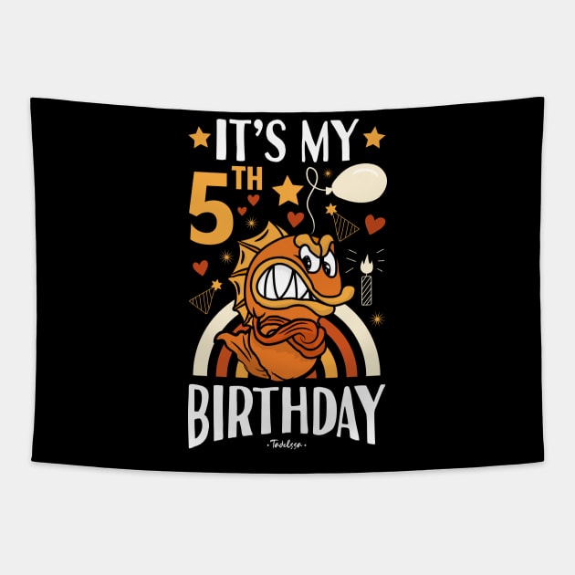 5th Birthday Fish Gifts Tapestry by Tesszero