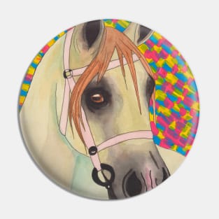 White arabian horse with splash of colors Pin