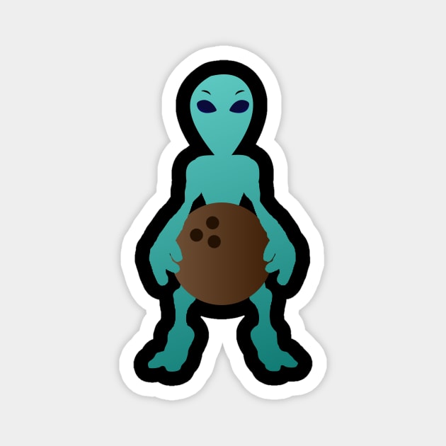 Alien Play Bowling Magnet by moclan