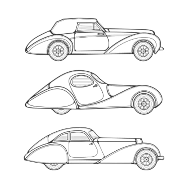 Unique Classic Cars Line Art by milhad