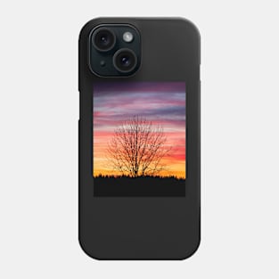 Tree silhouette and beautiful vibrant sunset clouds Phone Case