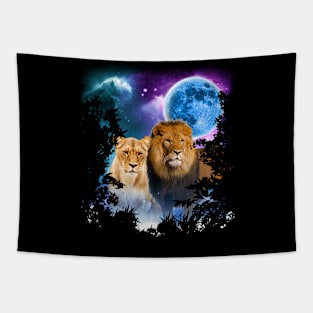 Lions MidNight Forest Tapestry