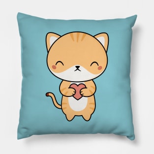 Cute and Kawaii Cat With Heart Pillow