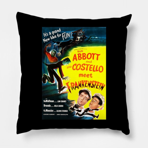 Abbott And Costello Meet Frankenstein Pillow by Scum & Villainy