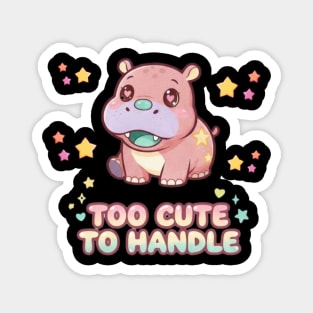 Too Cute to Handle – Adorable Kawaii Hippo Design Magnet