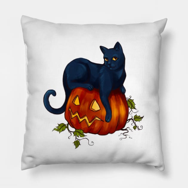 Halloween Black Cat Pillow by Molly11