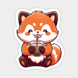 Red panda - Boba tea design Magnet