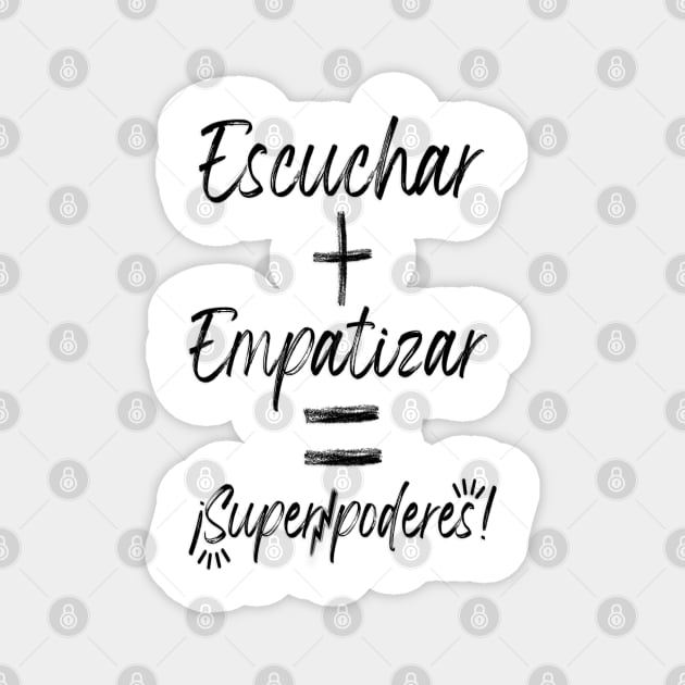 The formula to have superpowers. Back to school with superpowers. Phrase in Spanish. Magnet by Rebeldía Pura