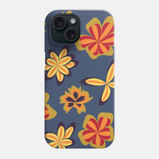 seamless pattern with leaves and flowers doodling style Phone Case