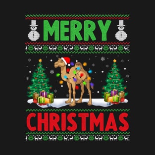 Funny Camel Animal Lover Xmas Lighting Camel Christmas T-Shirt