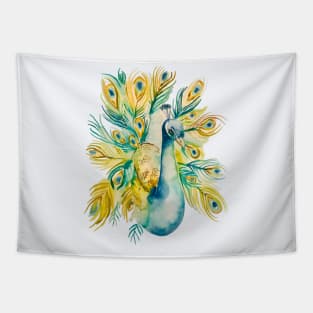 Stunning Watercolor Peacock Tapestry