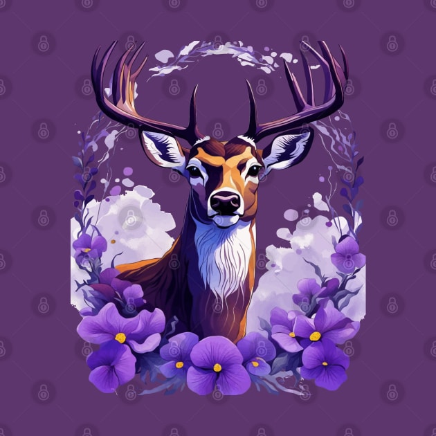 Illinois Deer and Violet Violas Cut Out by taiche