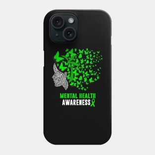 Womens Mental Health Awareness Butterflies Green Ribbon Girl Phone Case