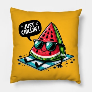 Kawaii Watermelon Beach Chill Sun-Soaked Fun Pillow
