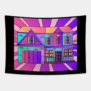 Illustration Dream House Villa Color Effects Tapestry