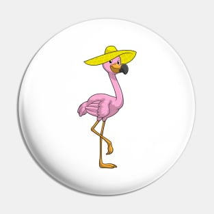 Flamingo on Beach with Hat Pin