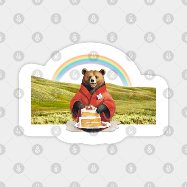 bear on a rainbow picnic Magnet by GAGO5