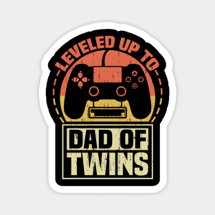 Gamer Dad Fathers Day Leveled Up To Dad Of Twins Vintage Magnet