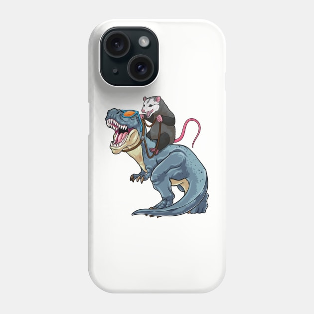 Opossum Outrider: Dino-Riding Daredevil Phone Case by GoshWow 