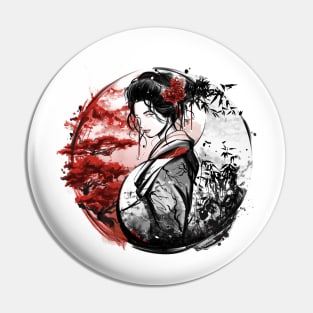 Yin e yang Geisha Pin