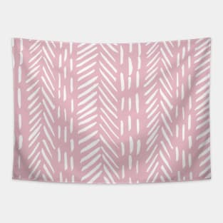 Abstract herringbone pattern - white and pink Tapestry