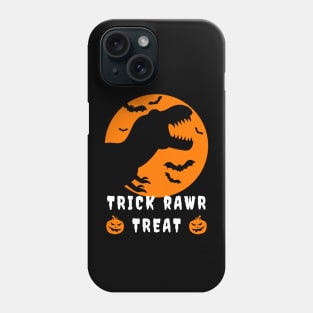 Trick Rawr Treat Halloween, Skeleton T-Rex, Bats and Pumpkins Phone Case