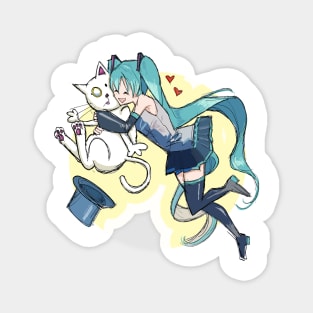 Hatsune Miku and cat Magnet