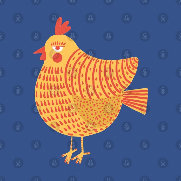 The easter yellow chicken with red decorations, version 1 by iulistration