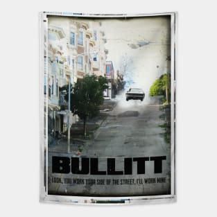 Bullitt retro travel art print Tapestry