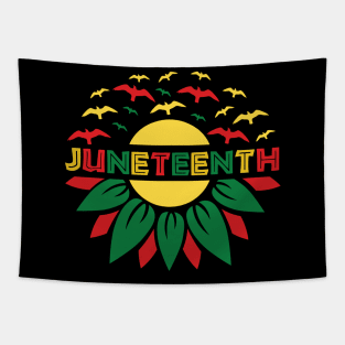 Juneteenth Sunflower breaking every chain since 1865 Tapestry