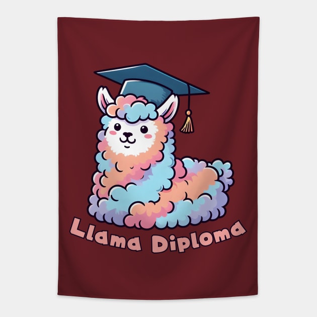 Graduation llama diploma Tapestry by Japanese Fever