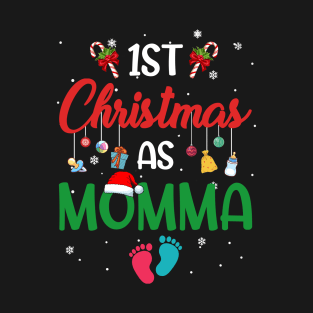 1st Christmas as Momma Matching Family T-Shirt