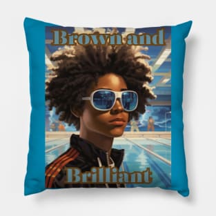 Brown and Brilliant Swimmer Pillow