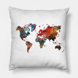 world map dark Pillow