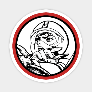 Speed Racer Retro Classic Black and White Magnet