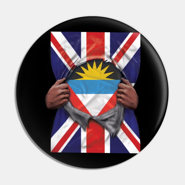 Antigua & Barbuda Flag Great Britain Flag Ripped - Gift for Antiguan & Barbudan From Antigua & Barbuda Pin by Country Flags