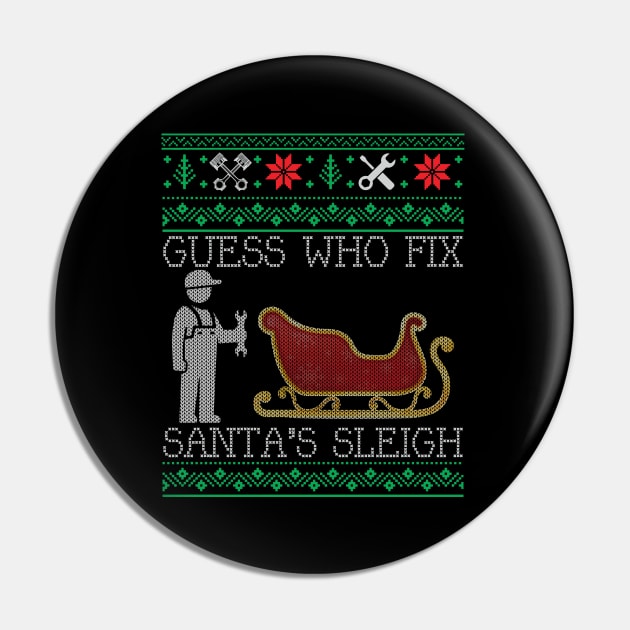 Christmas Auto Mechanic Ugly Christmas Xmas Sweater Pin by mrsmitful01