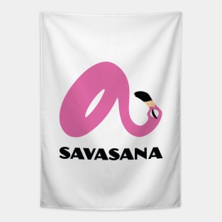 Savasana by The Flaminglet Pink Pool Flamingo Tapestry