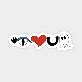 Cute Eye Love You Boo Cartoon Text Art Horizontal Magnet