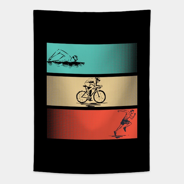 Triathlon - Swim Bike Run Tapestry by Kudostees