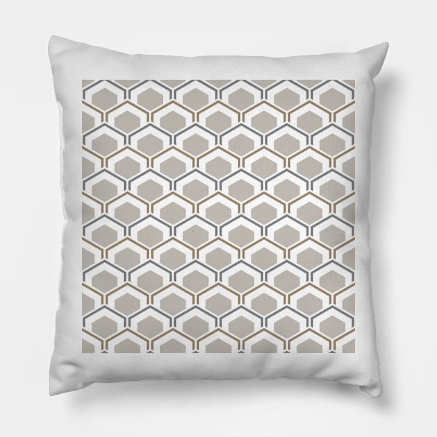 Mid Century Modern Hexagons Pillow by Makanahele