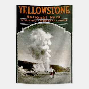 Vintage Yellowstone National Park Illustrative Poster (1919) Tapestry