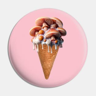 digital collage- Slimy Mushroom Ice-cream Pin