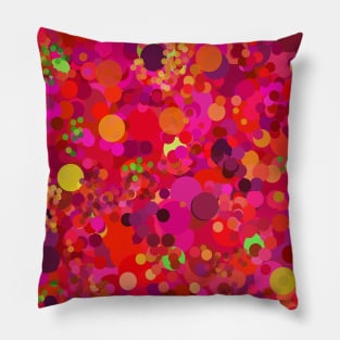 Colorful Pink Red and Gold Circles Abstract Art Pattern Pillow